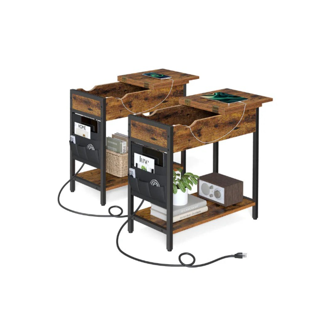 End Table With USB Ports And Power Outlets Storage Shelf – product view 5 | Ridgefield Furniture