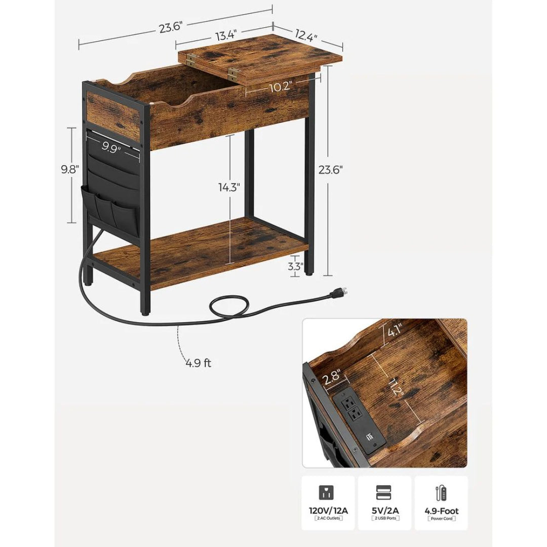 End Table With USB Ports And Power Outlets Storage Shelf – product view 11 | Ridgefield Furniture