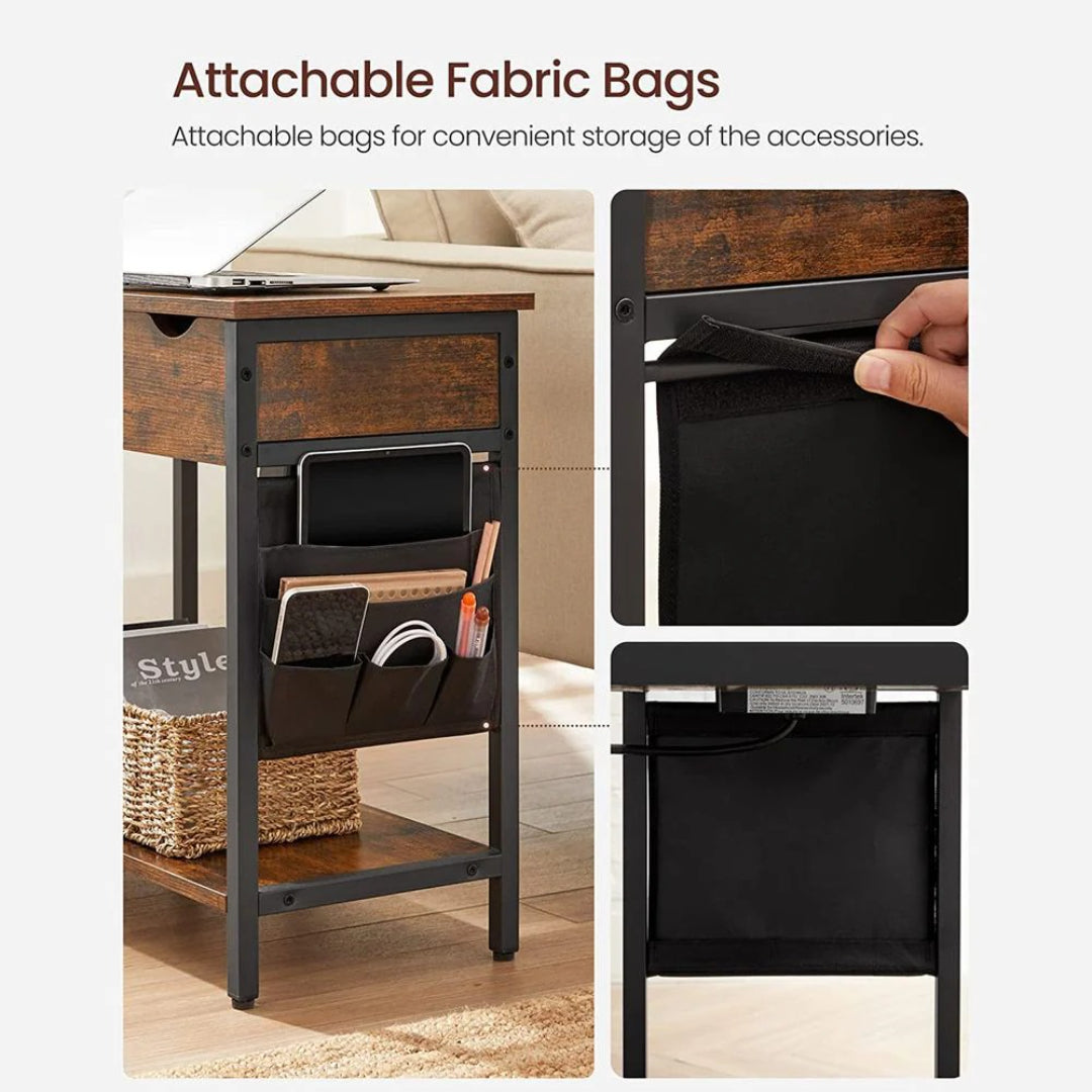 End Table With USB Ports And Power Outlets Storage Shelf – product view 18 | Ridgefield Furniture