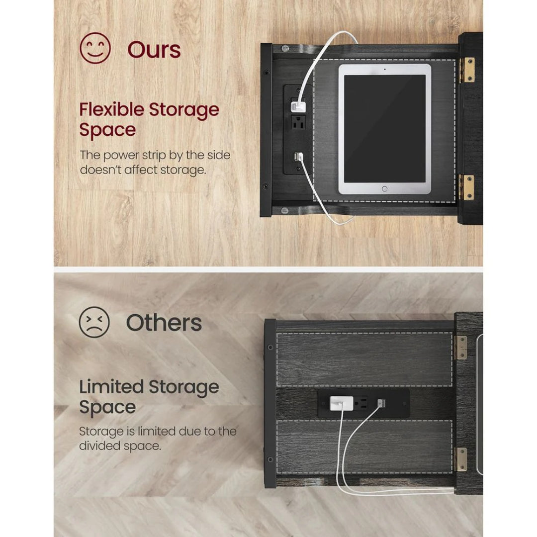 End Table With USB Ports And Power Outlets Storage Shelf – product view 22 | Ridgefield Furniture