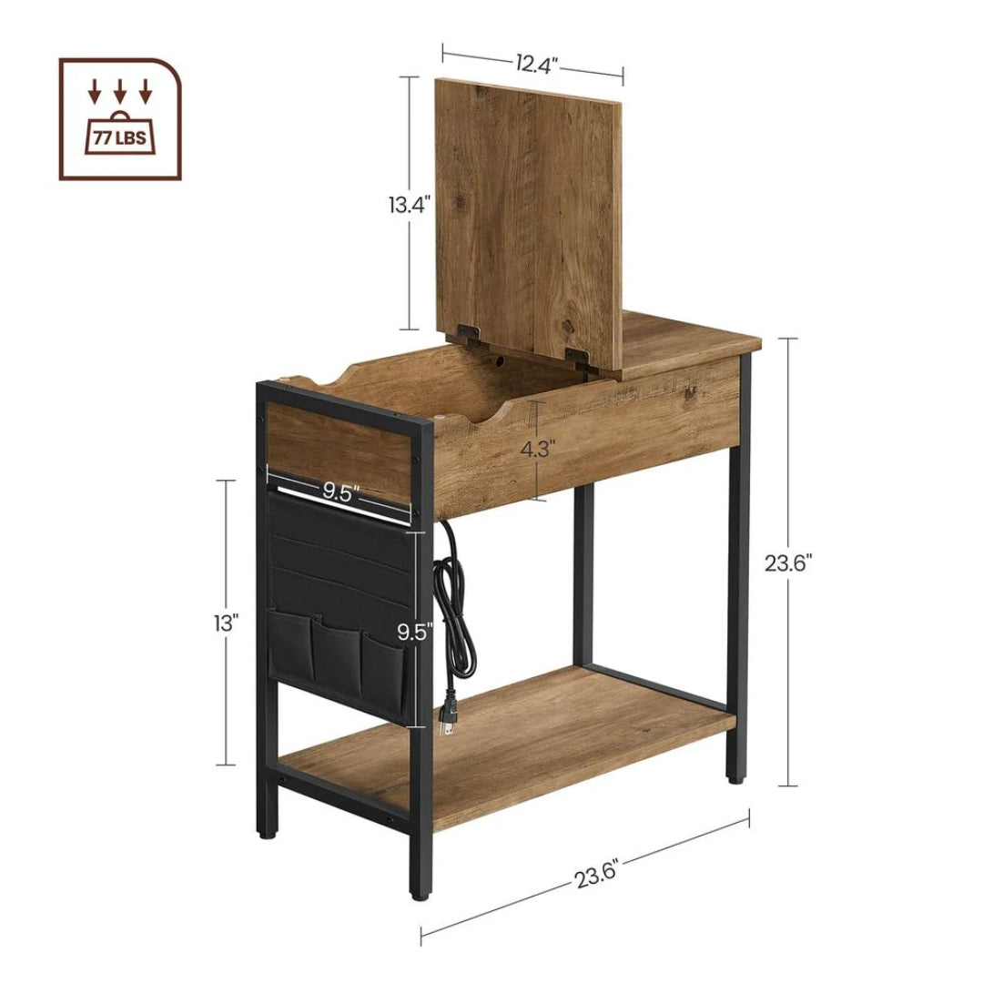 End Table With USB Ports And Power Outlets Storage Shelf – product view 38 | Ridgefield Furniture