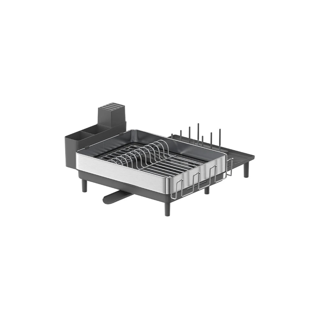 Expandable Stainless Steel Dish Drying Rack with Utensil and Cup Holder – product view 1 | Ridgefield Furniture