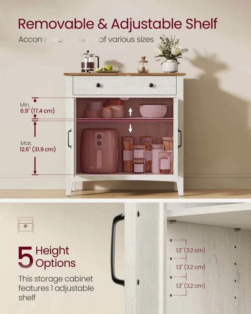 Farmhouse Buffet Cabinet with Drawer and Adjustable Shelf Storage – product view 5 | Ridgefield Furniture