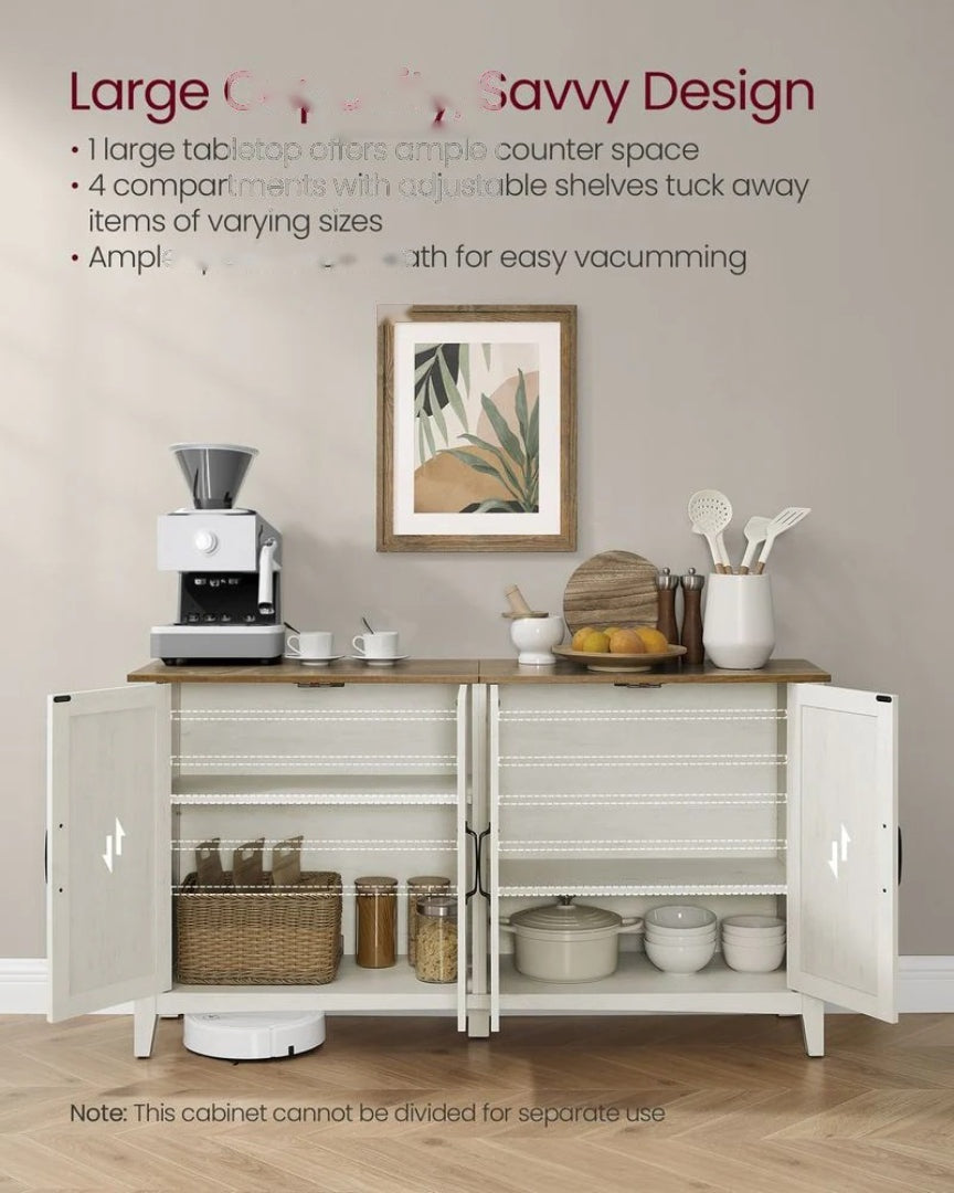Farmhouse Buffet Storage Cabinet with Adjustable Shelves and 4 Doors – product view 5 | Ridgefield Furniture