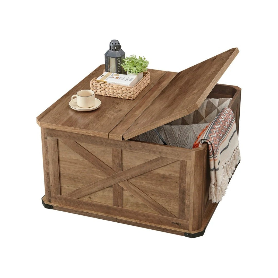 Farmhouse Coffee Table with Hidden Storage and Flip Top Lids – product view 2 | Ridgefield Furniture
