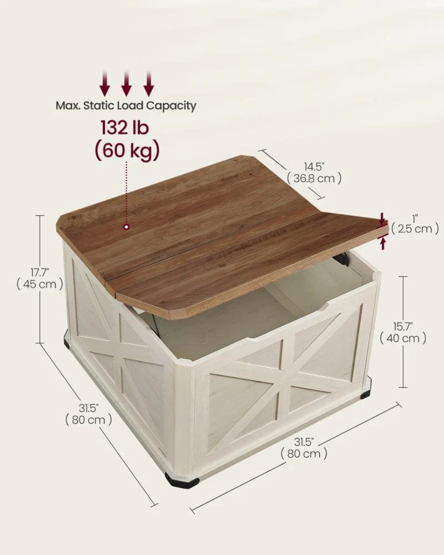 Farmhouse Coffee Table with Hidden Storage and Flip Top Lids – product view 8 | Ridgefield Furniture