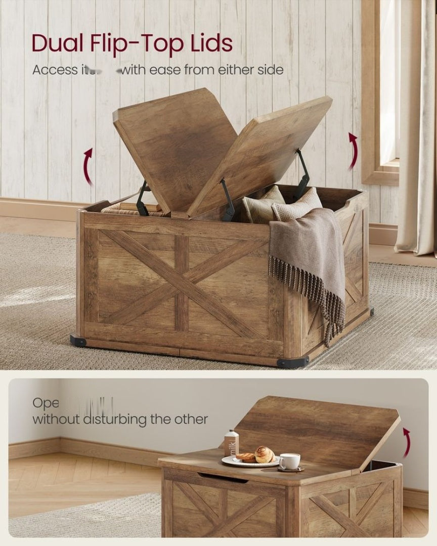 Farmhouse Coffee Table with Hidden Storage and Flip Top Lids – product view 13 | Ridgefield Furniture