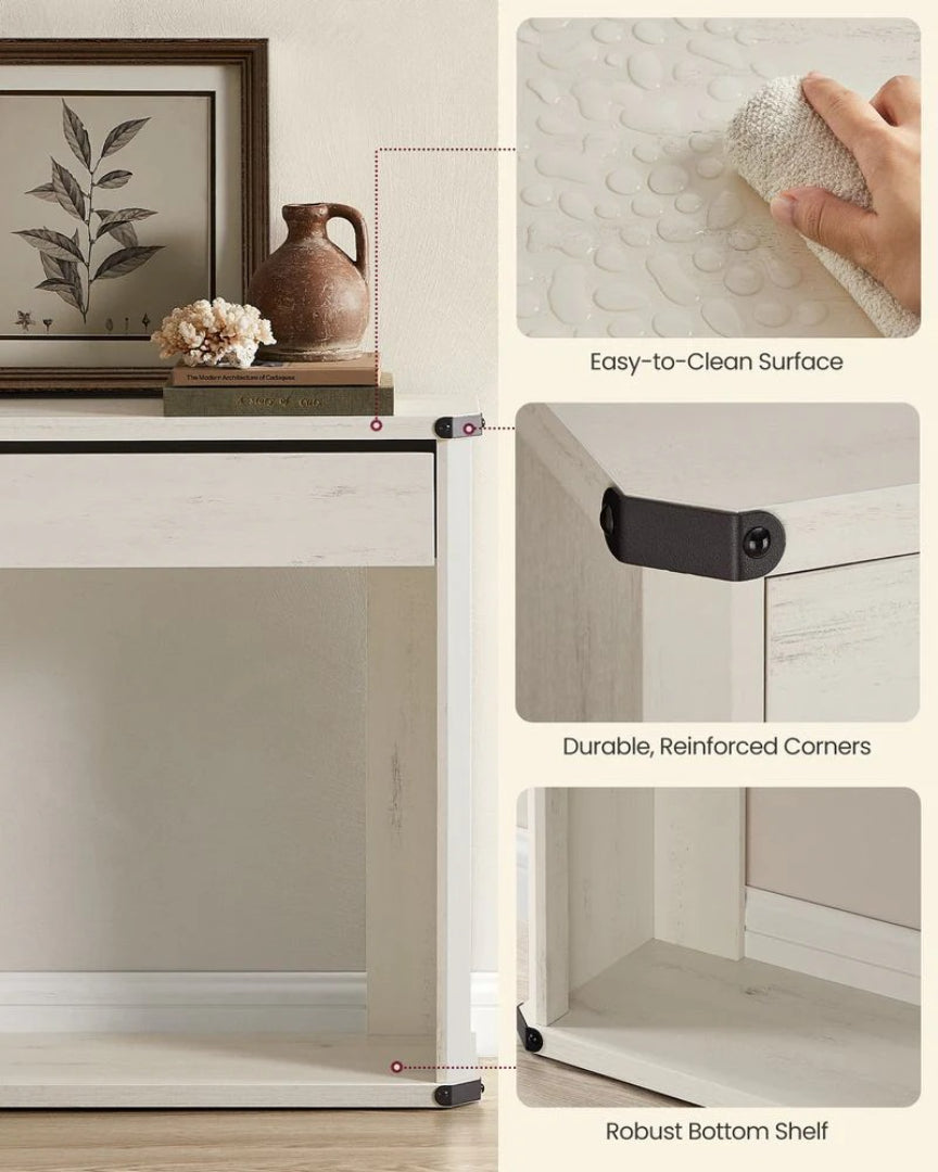 Farmhouse Console Table with 3 Drawers and Shelf – product view 17 | Ridgefield Furniture
