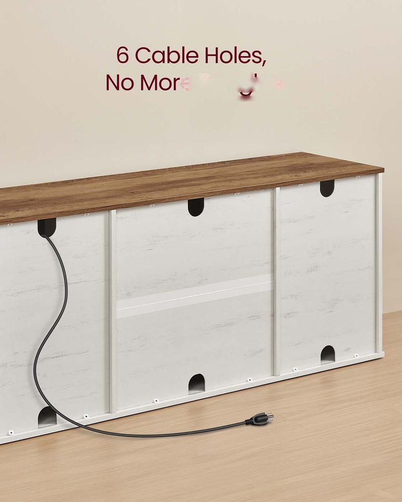 Farmhouse TV Stand With Sliding Barn Doors And Storage Cabinets - product photo 06