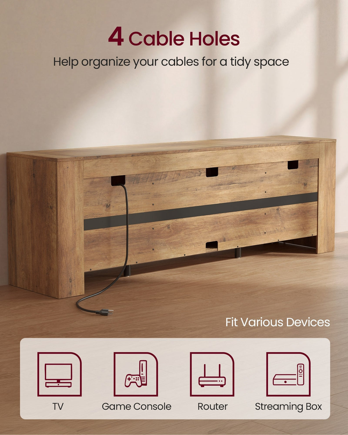 Farmhouse TV Stand With Storage Cabinets, 58 Or 70 Inch Media Console - product photo 16