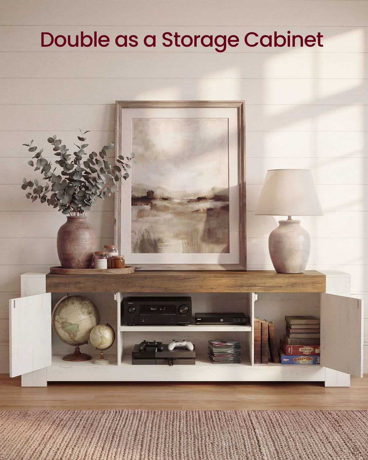 Farmhouse TV Stand With Storage Cabinets, 58 Or 70 Inch Media Console - product photo 17