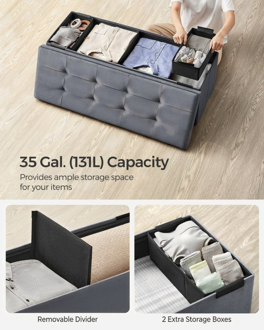 30/43 Inch Storage Ottoman Bench With Flip Lid & Storage Boxes – product view 14 | Ridgefield Furniture