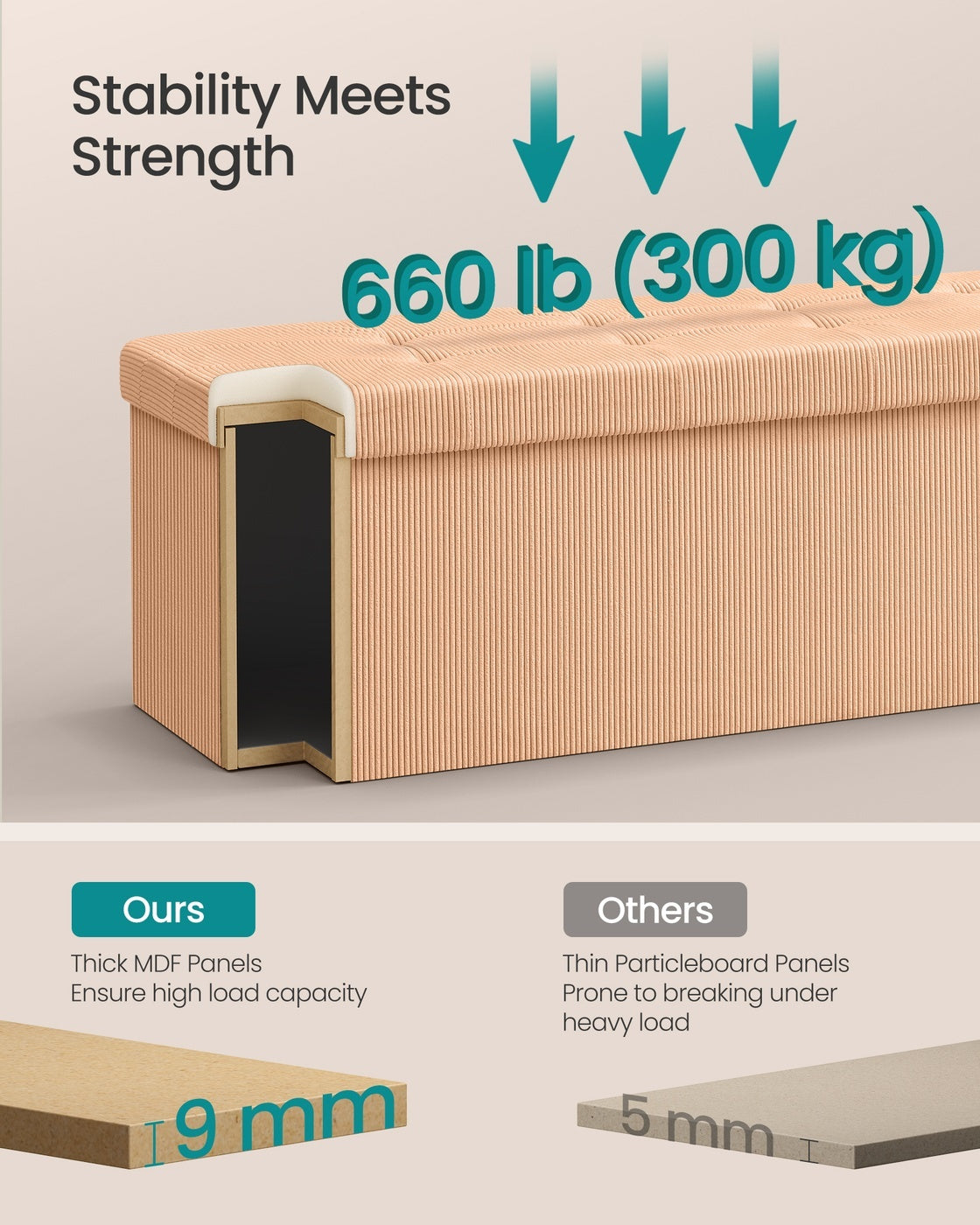 Foldable Storage Ottoman Bench With Foot Rest - product photo 05