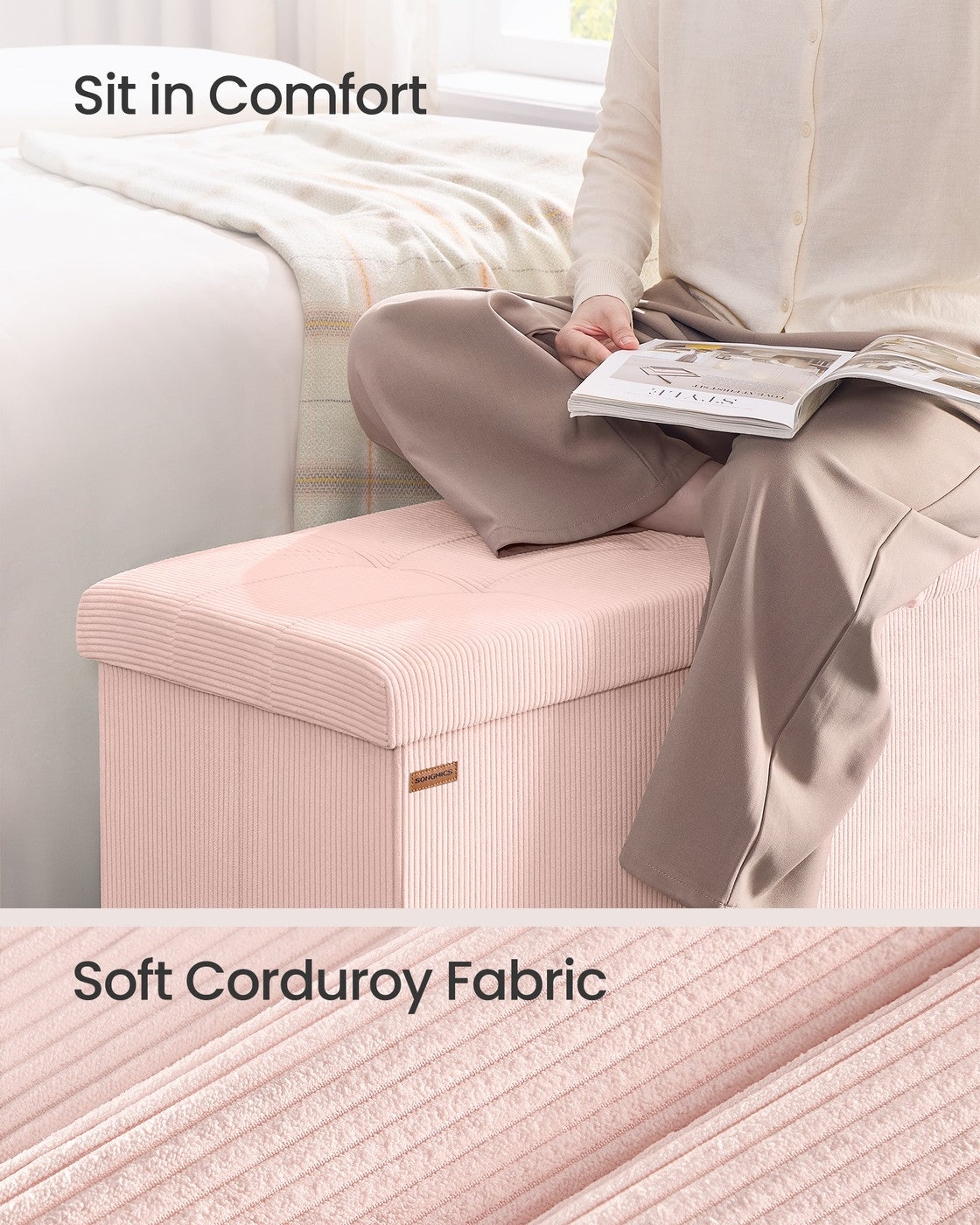 Foldable Storage Ottoman Bench With Foot Rest - product photo 16