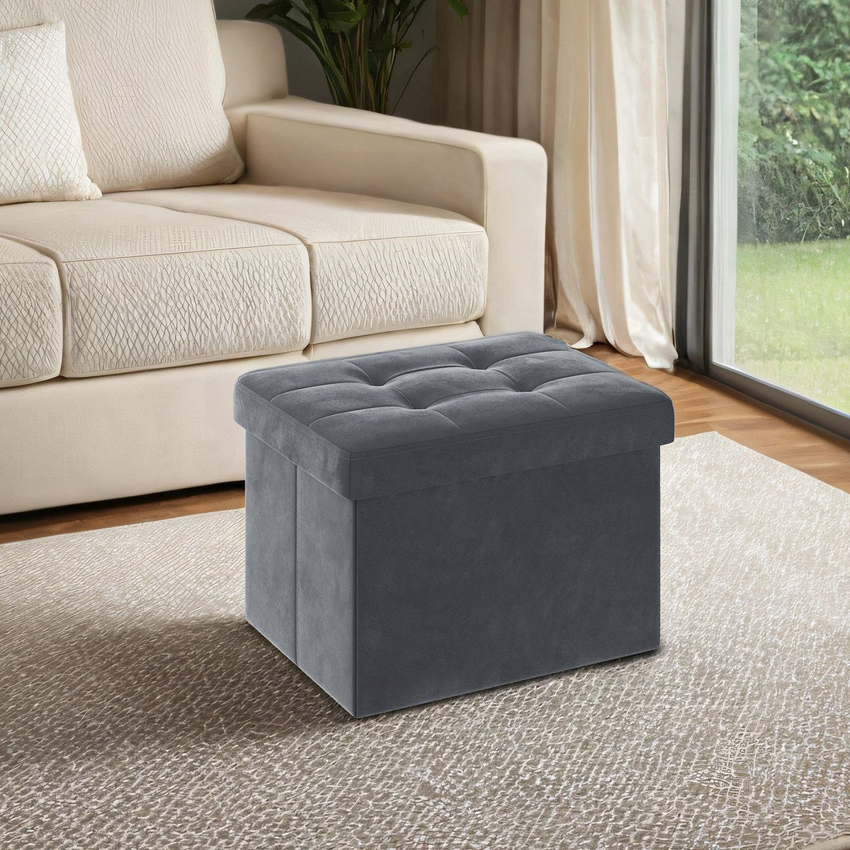 Foldable Storage Ottoman Footrest For Living Room Bedroom And Dorm - product photo 01
