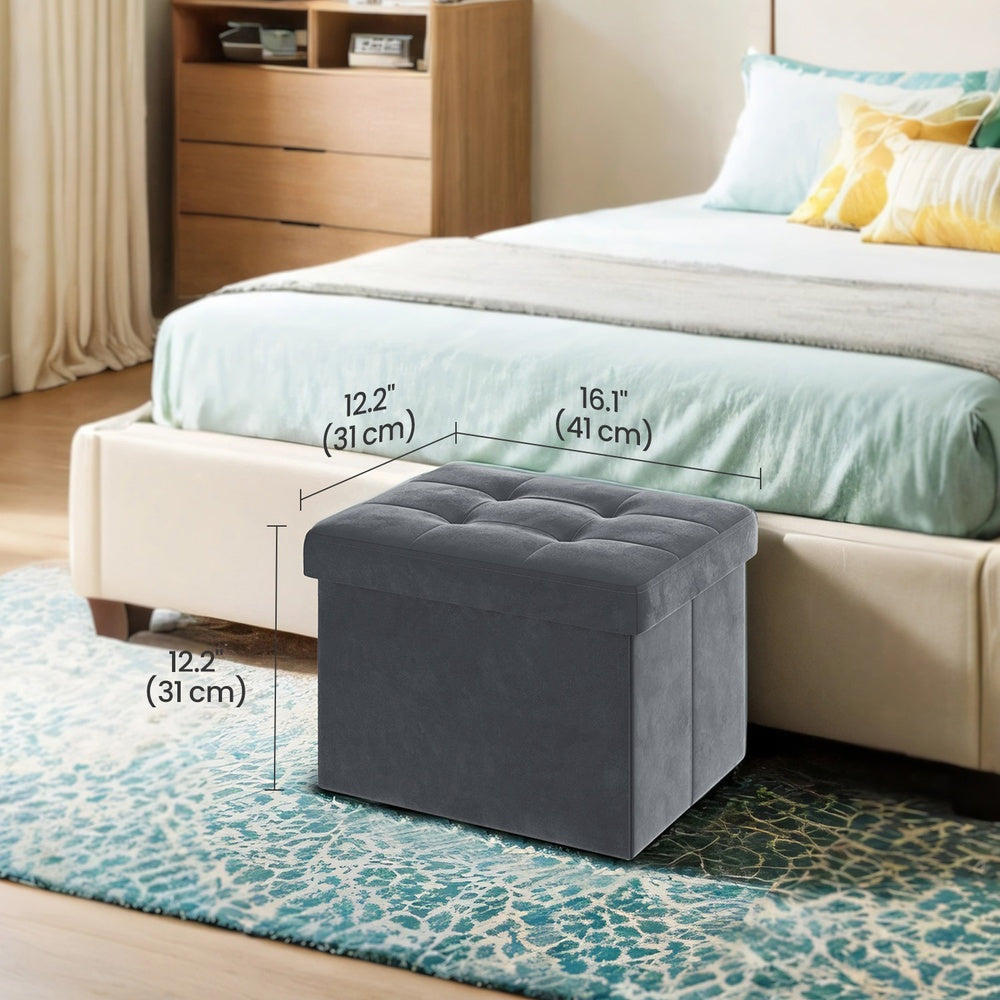 Foldable Storage Ottoman Footrest For Living Room Bedroom And Dorm - product photo 02