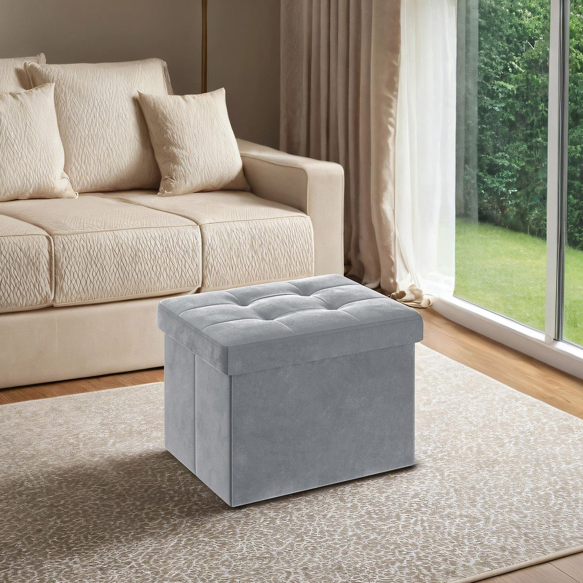 Foldable Storage Ottoman Footrest For Living Room Bedroom And Dorm - product photo 06