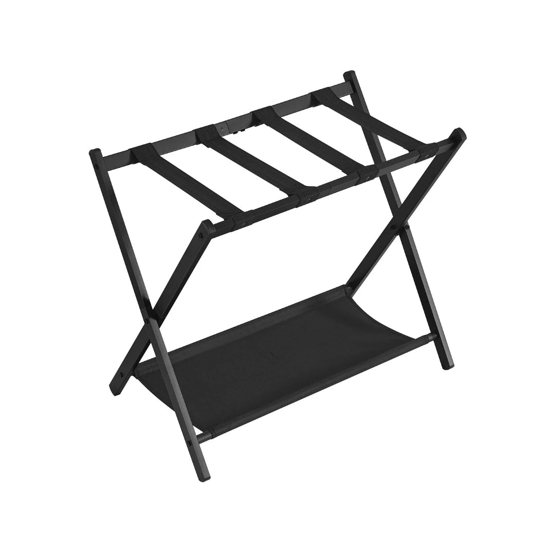 Folding Luggage Rack With Shelf Steel Suitcase Stand – product view 1 | Ridgefield Furniture
