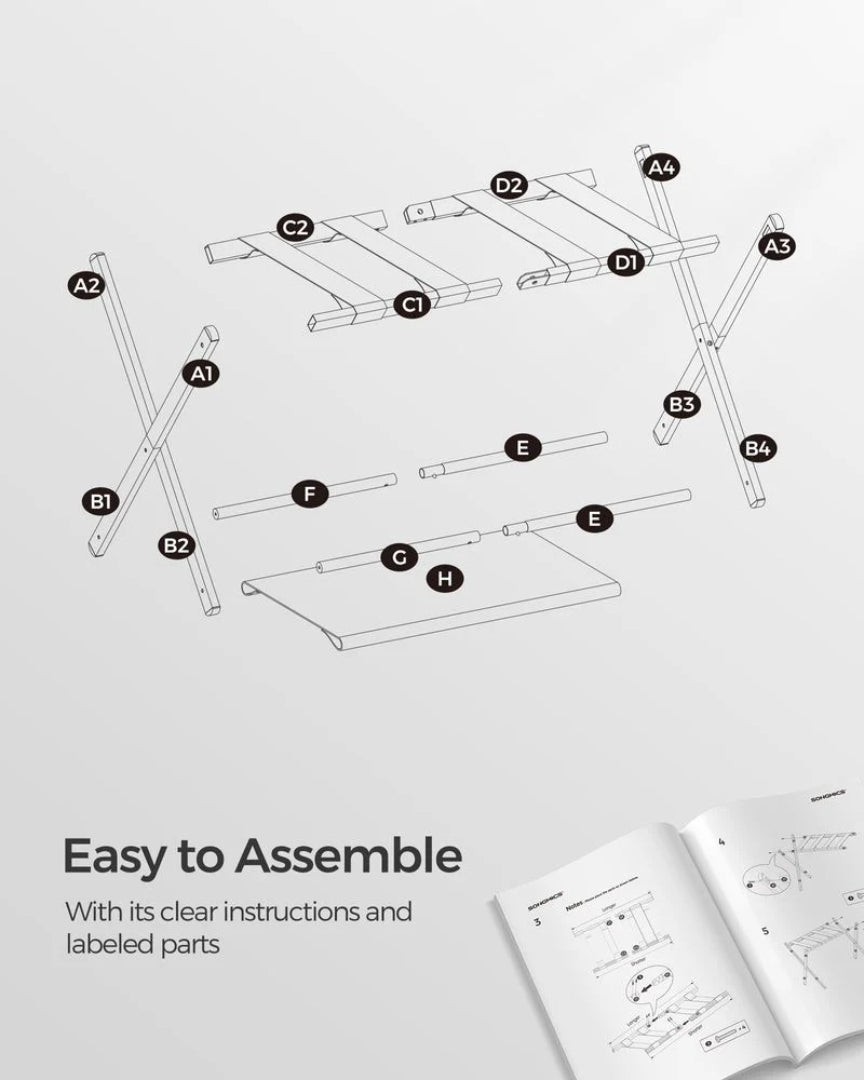 Folding Luggage Rack With Shelf Steel Suitcase Stand – product view 10 | Ridgefield Furniture