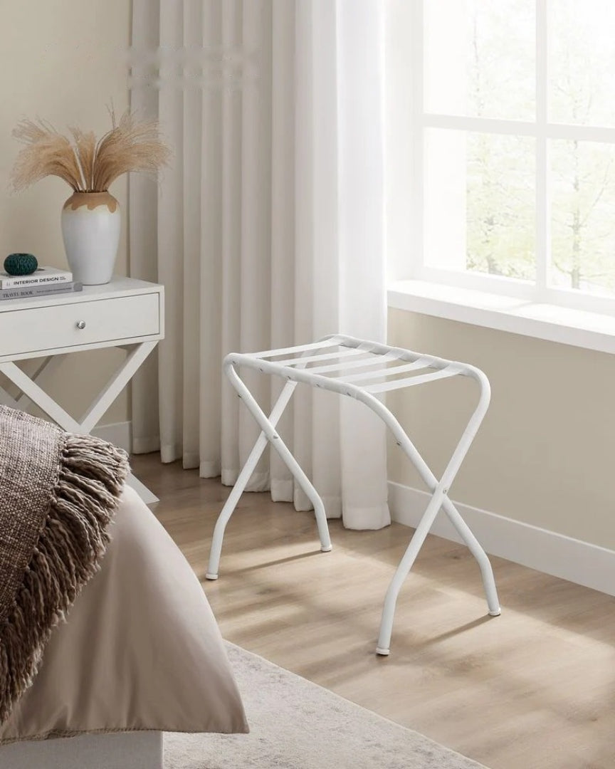 Folding Luggage Rack With Shelf Steel Suitcase Stand – product view 4 | Ridgefield Furniture