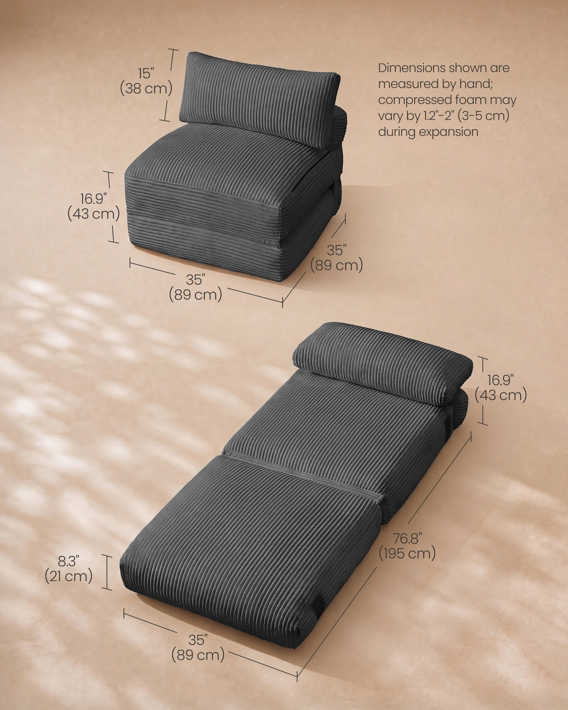 Folding Sofa Bed Convertible Chair Bed With Pillow Sleeper Chair - product photo 07