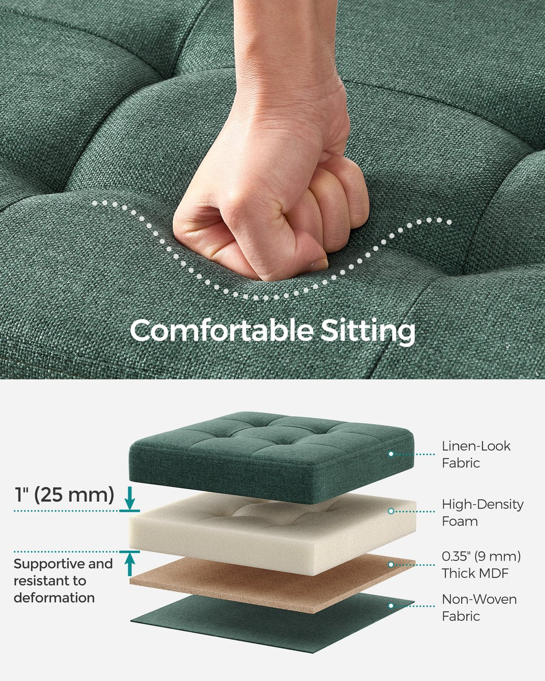 Folding Storage Ottoman Bench - product photo 03