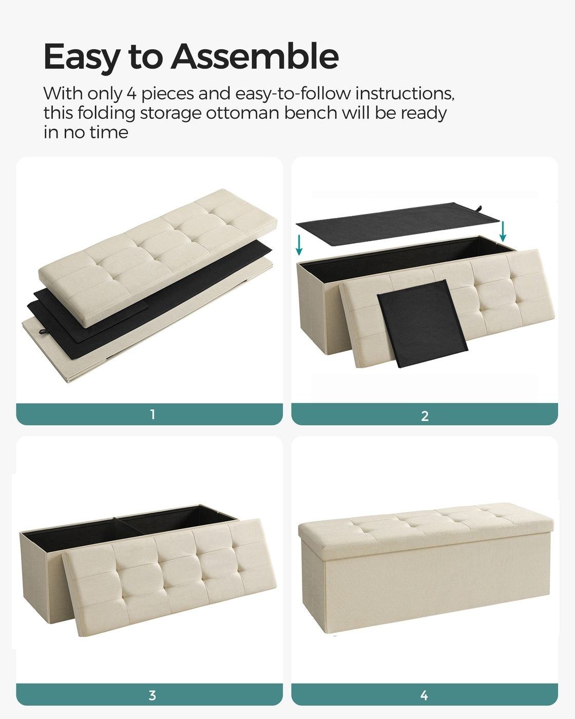 Folding Storage Ottoman Bench - product photo 13