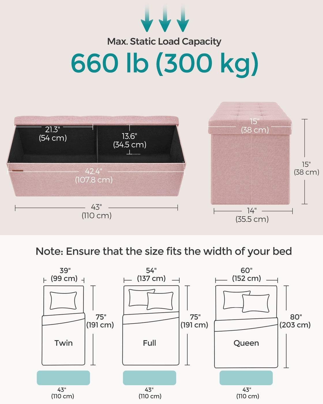 Folding Storage Ottoman Bench With Lid, 30 Or 43 Inch Storage Seat - product photo 108