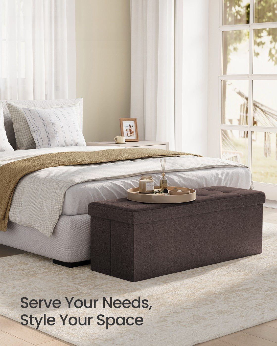 Folding Storage Ottoman Bench With Lid, 30 Or 43 Inch Storage Seat - product photo 111