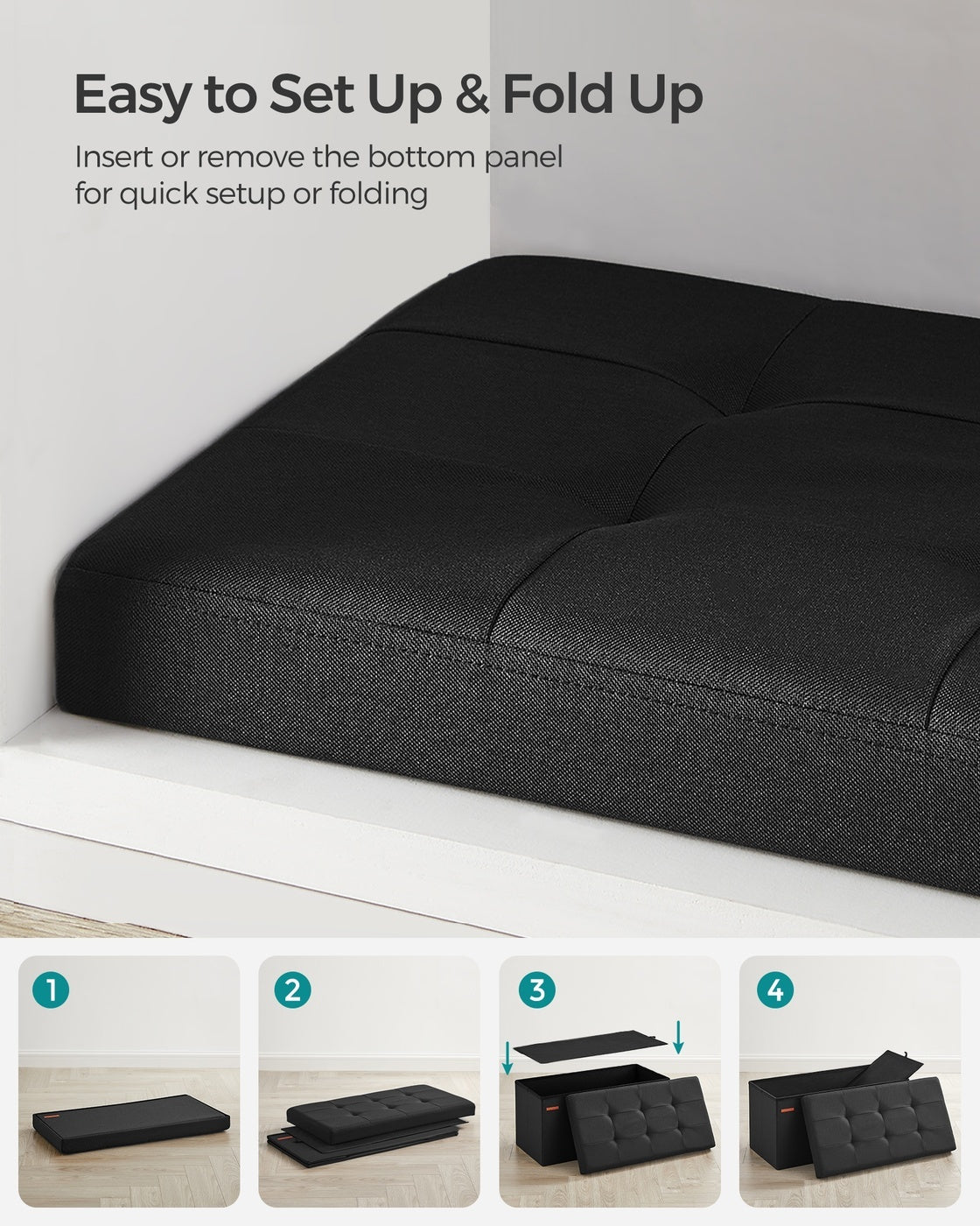 Folding Storage Ottoman Bench With Lid, 30 Or 43 Inch Storage Seat - product photo 67