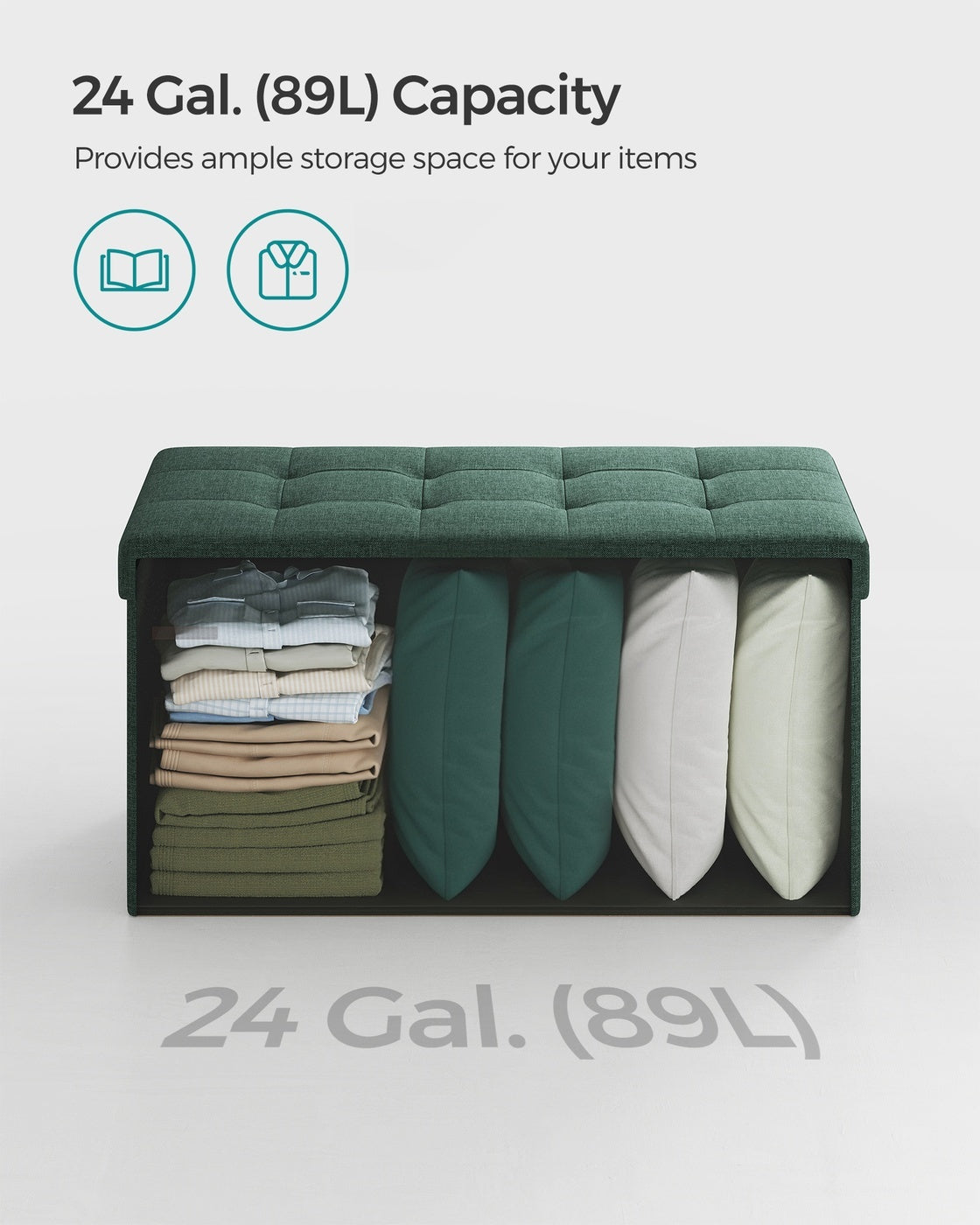 Folding Storage Ottoman Bench With Lid, 30 Or 43 Inch Storage Seat - product photo 69