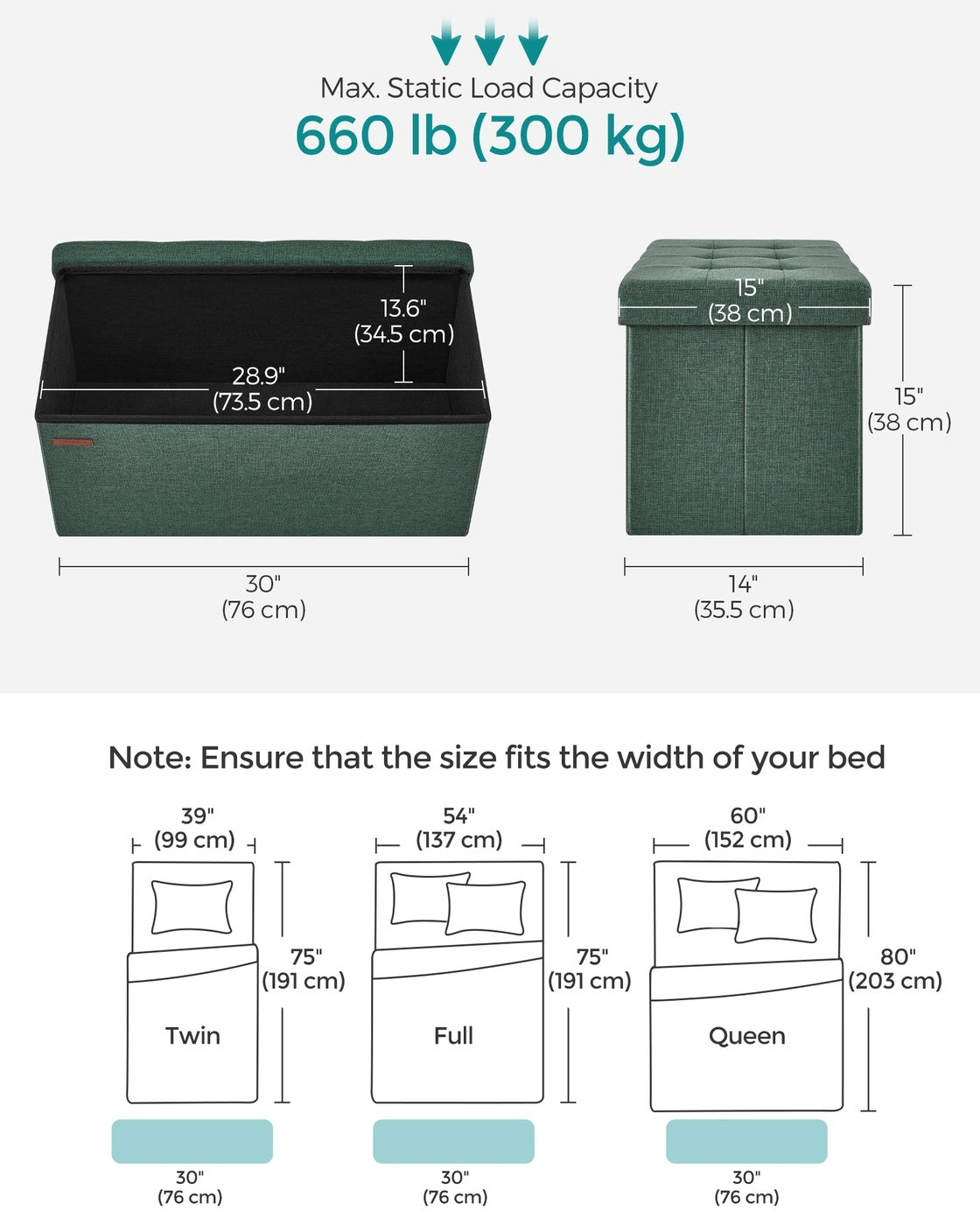 Folding Storage Ottoman Bench With Lid, 30 Or 43 Inch Storage Seat - product photo 70