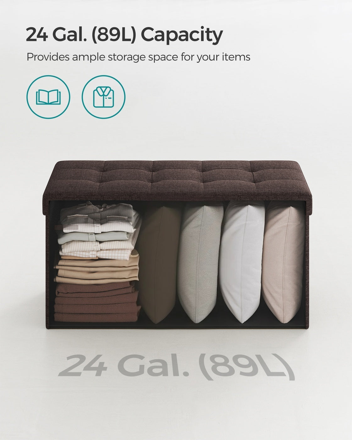 Folding Storage Ottoman Bench With Lid, 30 Or 43 Inch Storage Seat - product photo 74