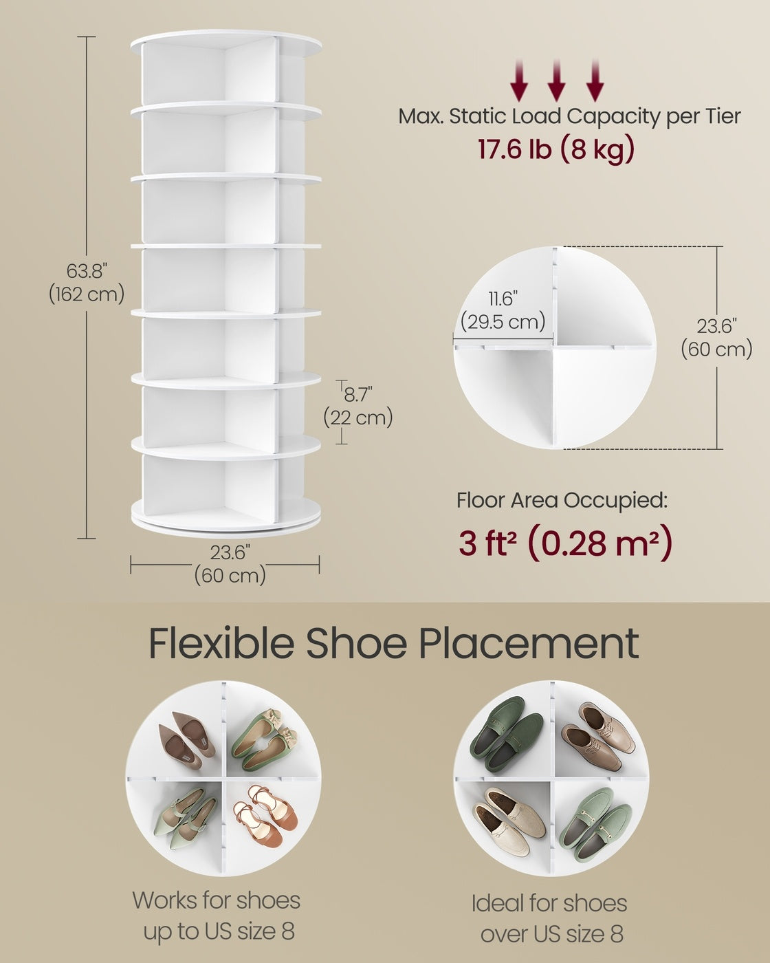 Free Standing Rotating Shoe Rack Tower For Closet Or Small Spaces - product photo 04