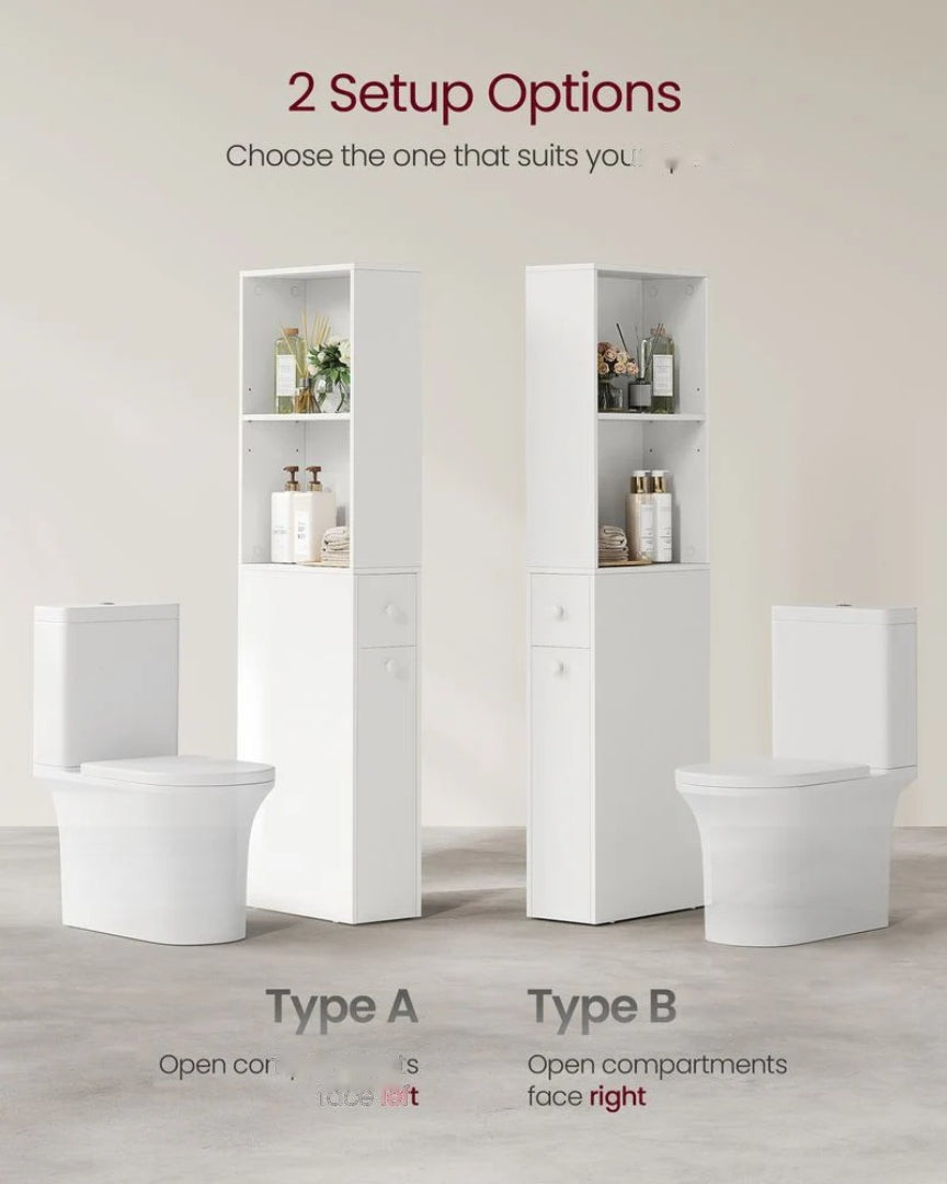 Freestanding Bathroom Cabinet Slim Storage With Drawers 52.9in High – product view 4 | Ridgefield Furniture