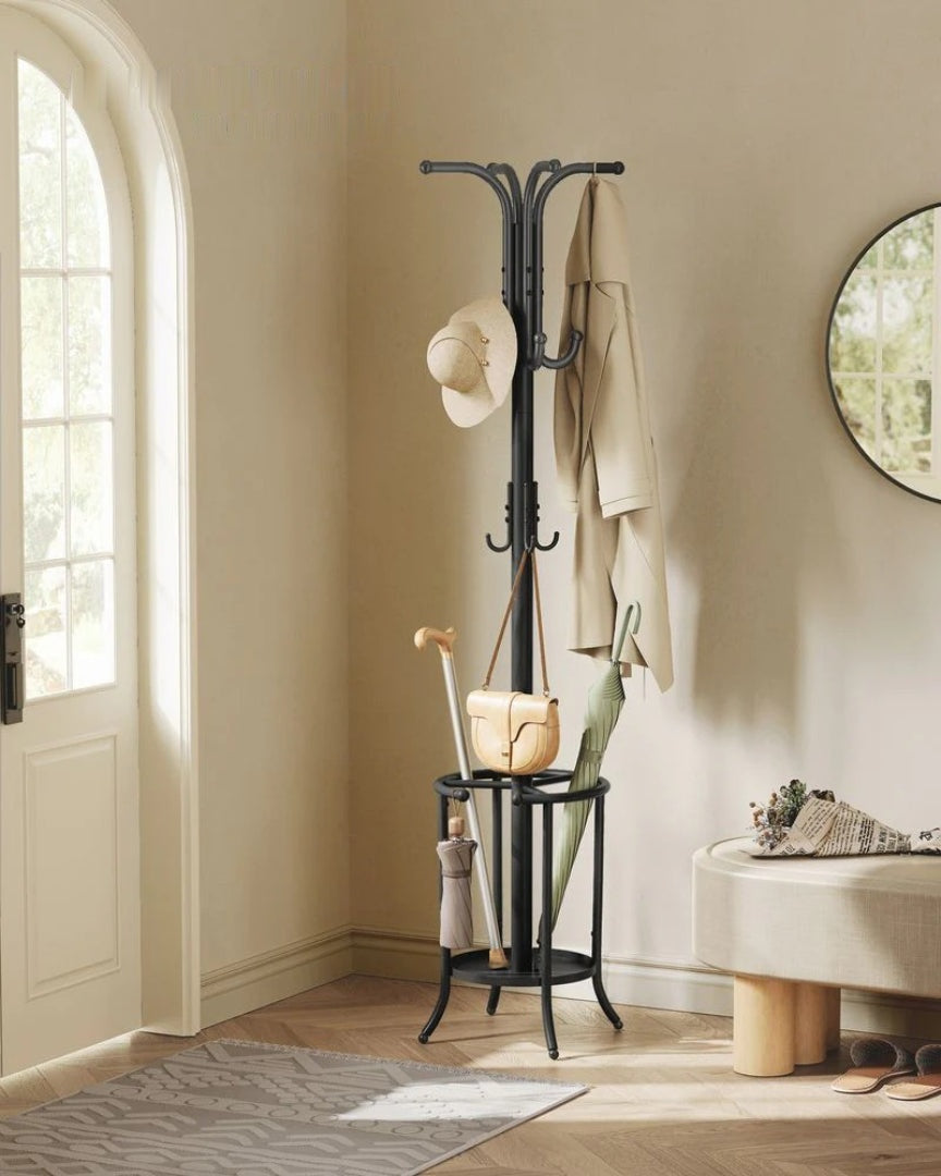 Freestanding Coat Rack With Umbrella Holder & 12 Hooks – product view 3 | Ridgefield Furniture