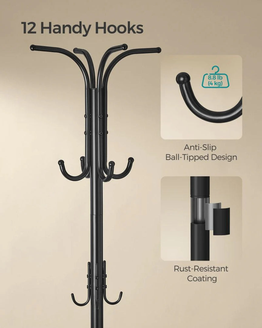 Freestanding Coat Rack With Umbrella Holder & 12 Hooks – product view 6 | Ridgefield Furniture