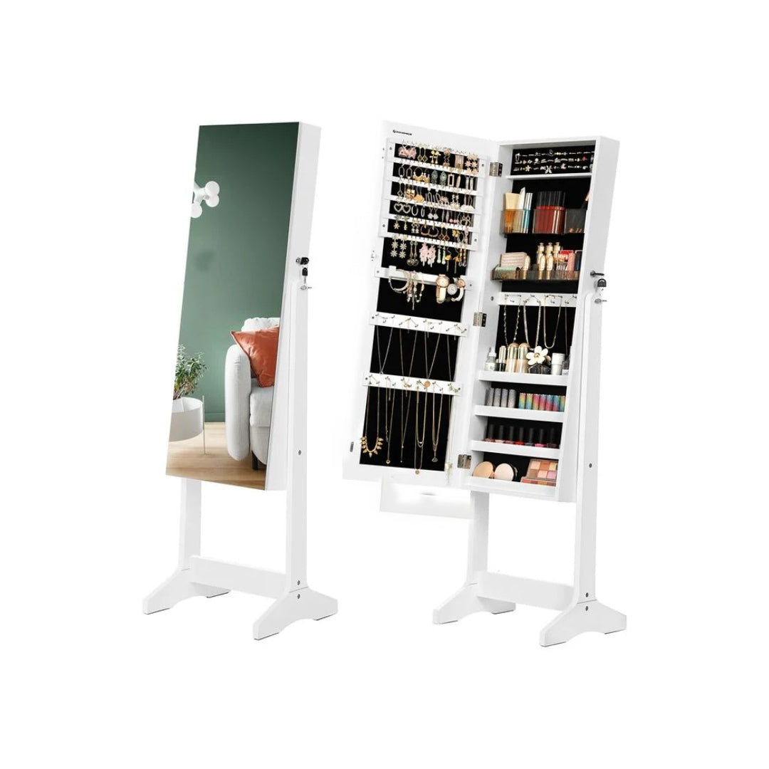 Freestanding Mirror Jewelry Cabinet Armoire With Storage – product view 4 | Ridgefield Furniture