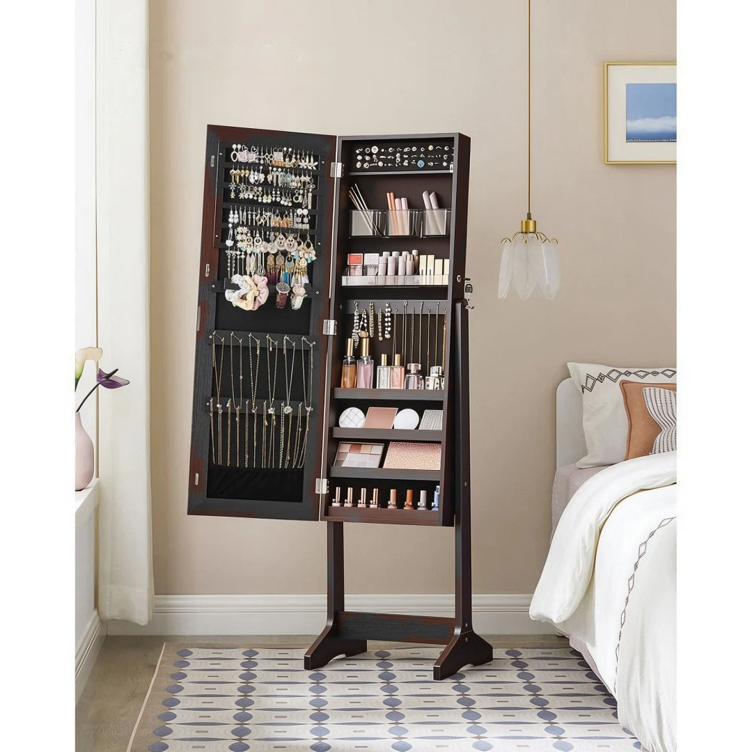 Freestanding Mirror Jewelry Cabinet Armoire With Storage – product view 10 | Ridgefield Furniture