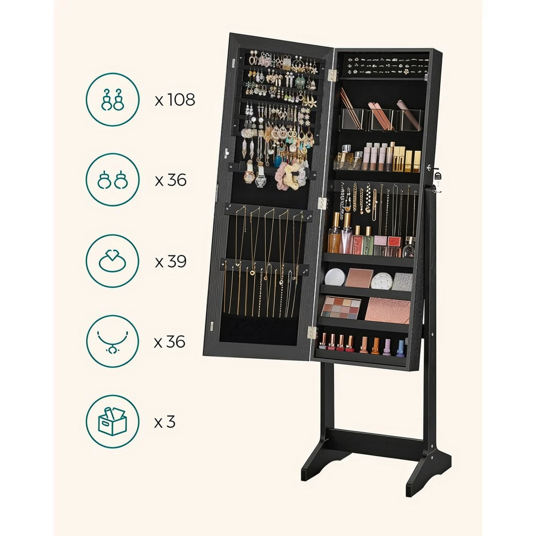 Freestanding Mirror Jewelry Cabinet Armoire With Storage – product view 12 | Ridgefield Furniture