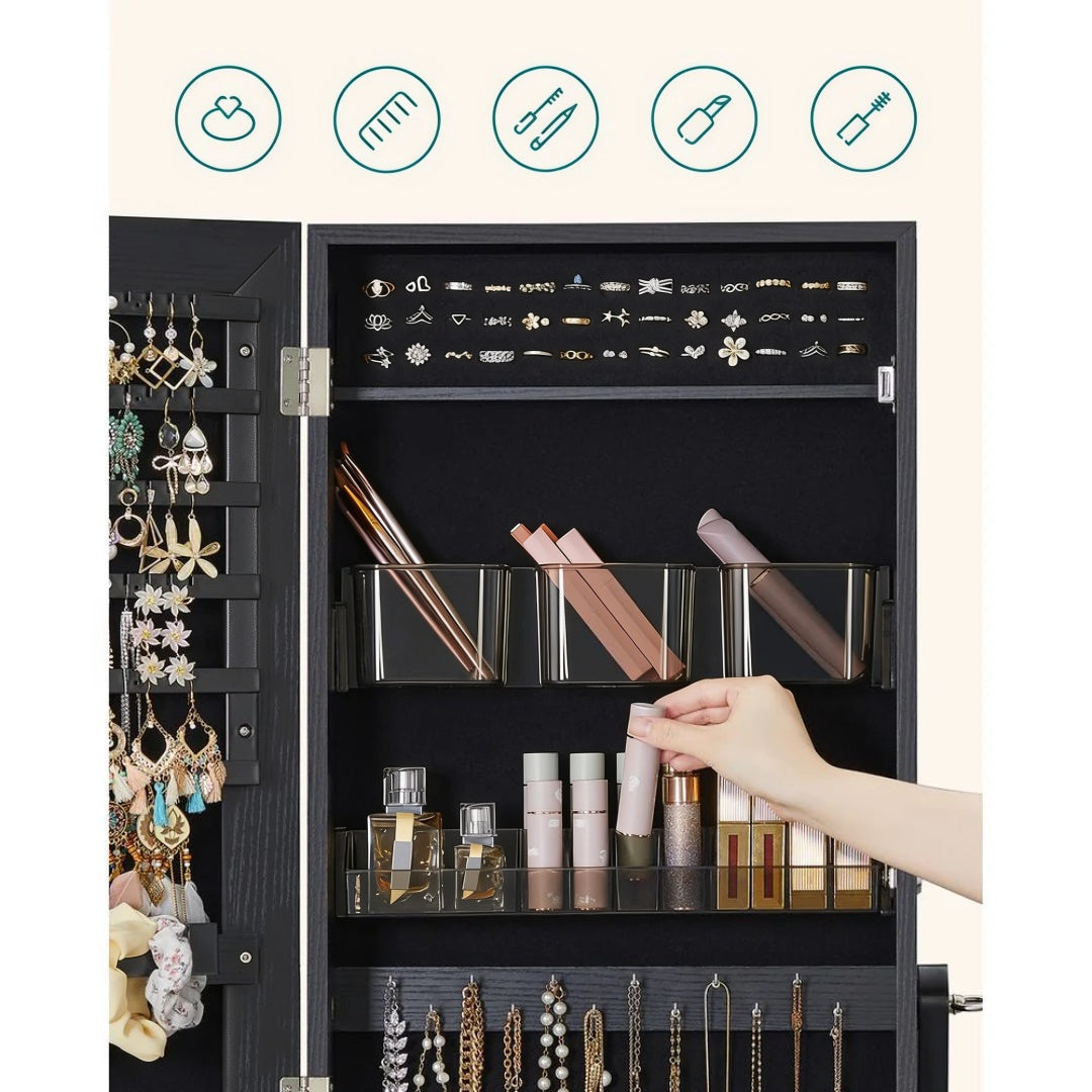 Freestanding Mirror Jewelry Cabinet Armoire With Storage – product view 13 | Ridgefield Furniture
