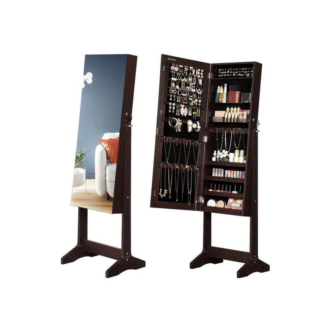 Freestanding Mirror Jewelry Cabinet Armoire With Storage – product view 15 | Ridgefield Furniture