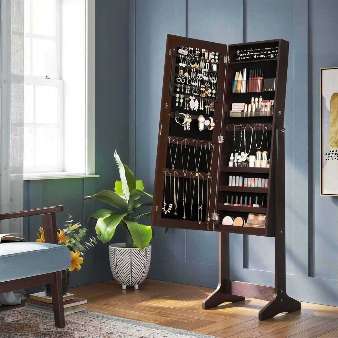 Freestanding Mirror Jewelry Cabinet Armoire With Storage – product view 16 | Ridgefield Furniture