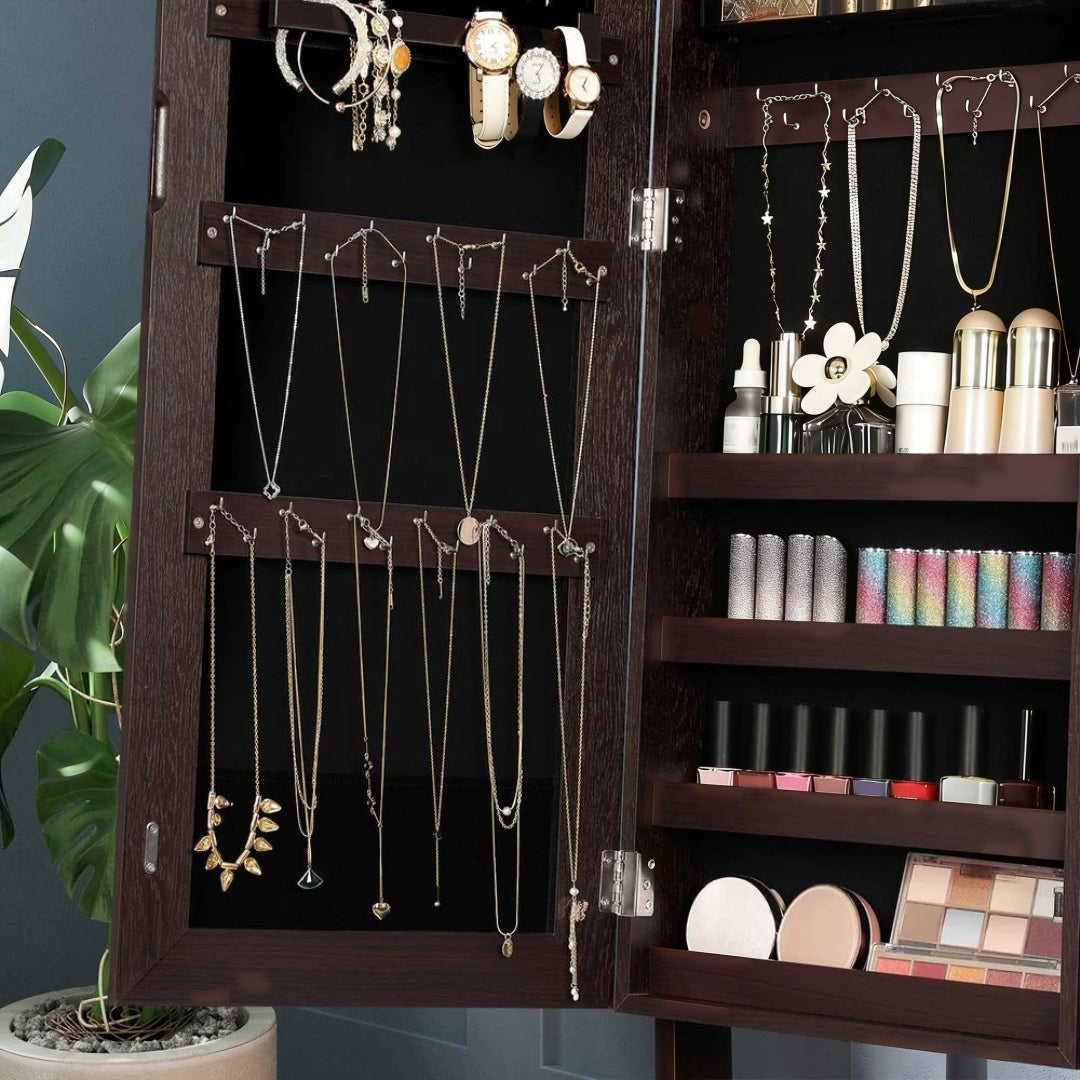 Freestanding Mirror Jewelry Cabinet Armoire With Storage – product view 18 | Ridgefield Furniture