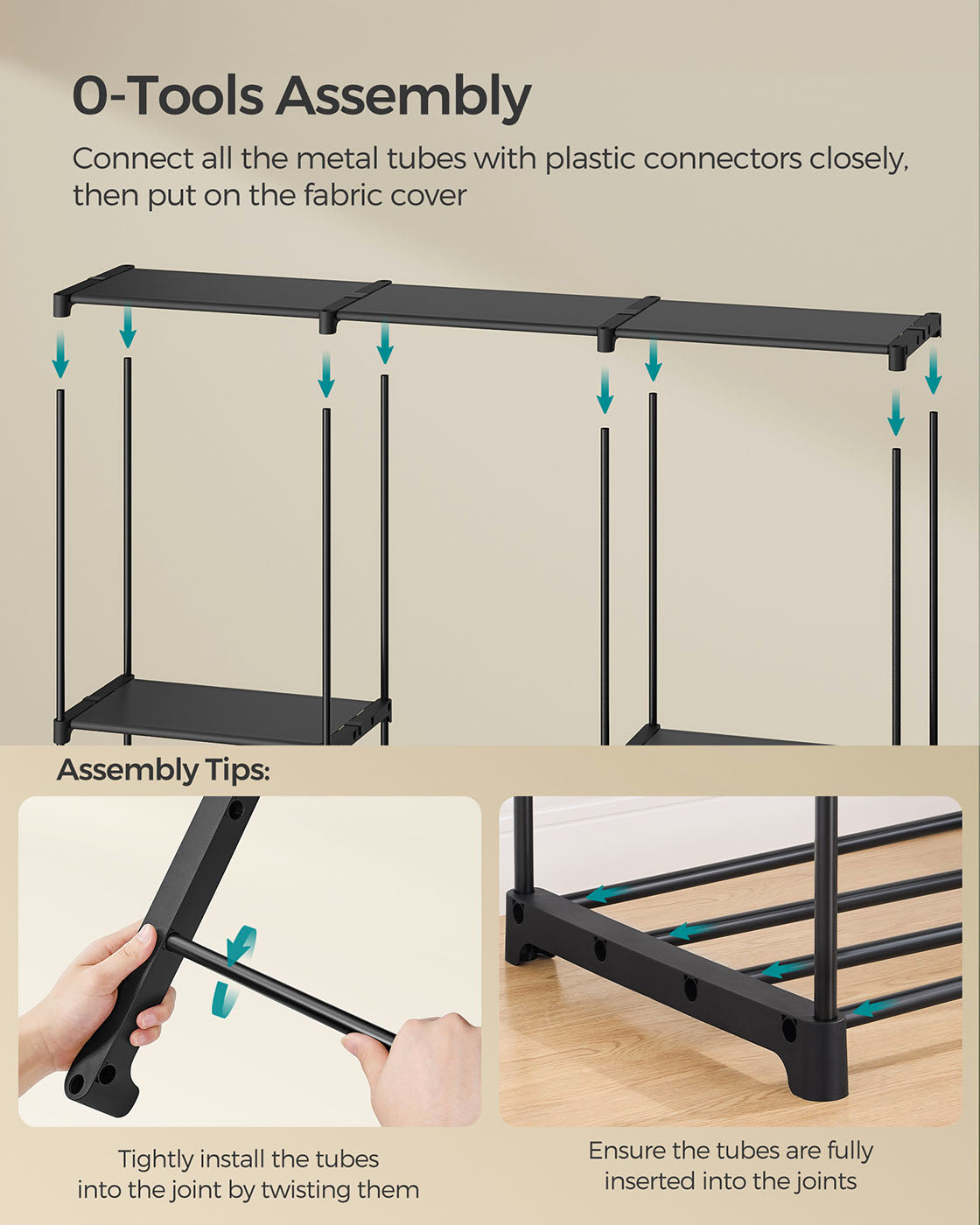 Freestanding Portable Closet With Shelves, 44.1 To 54 Inch Wardrobe - product photo 79