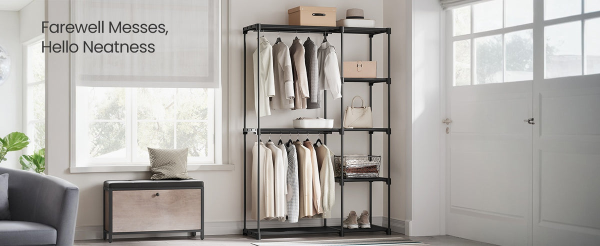 Freestanding Portable Closet With Shelves, 44.1 To 54 Inch Wardrobe - product photo 85