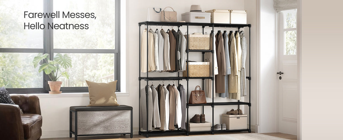 Freestanding Portable Closet With Shelves, 44.1 To 54 Inch Wardrobe - product photo 90