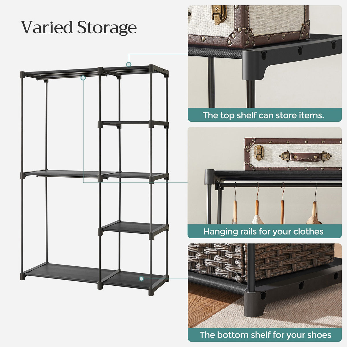 Freestanding Portable Closet With Shelves - product photo 13
