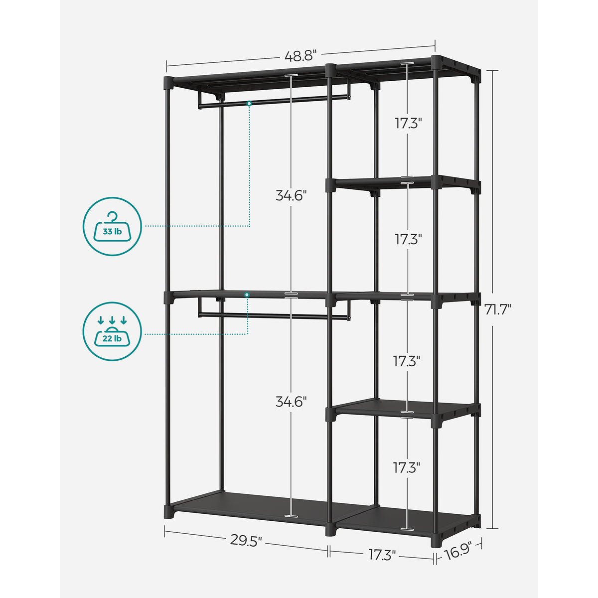 Freestanding Portable Closet With Shelves - product photo 22