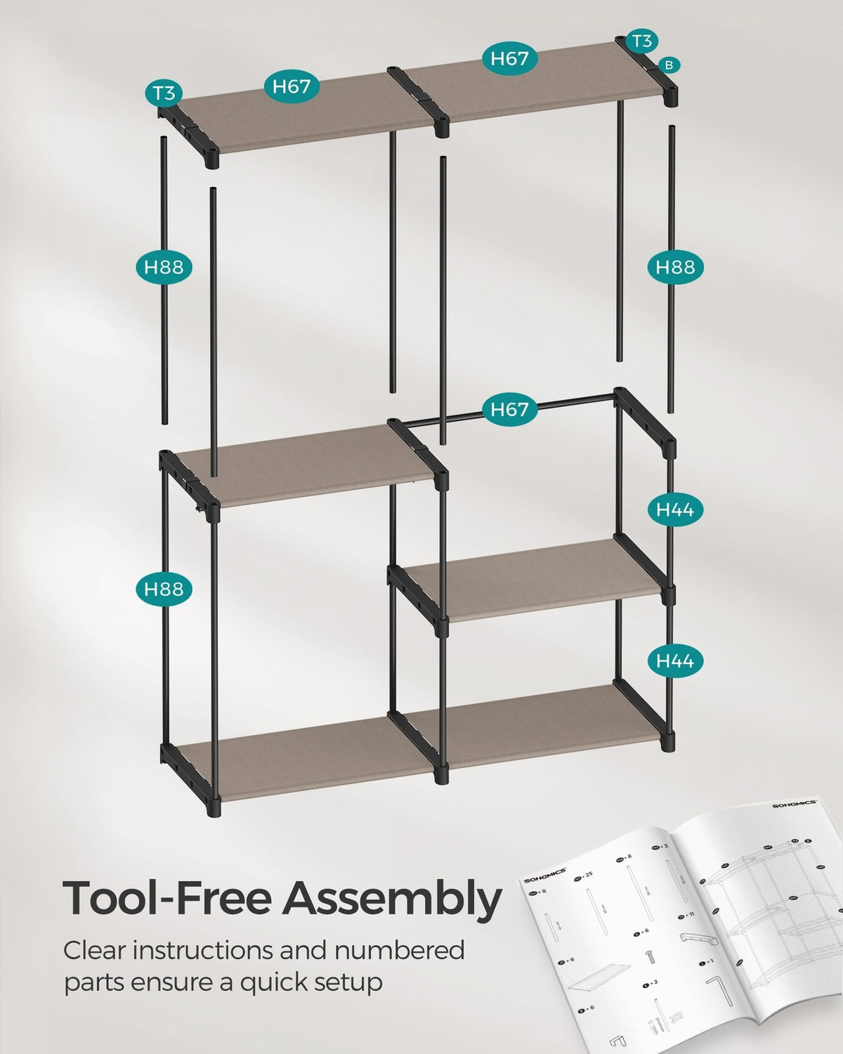 Freestanding Portable Closet With Shelves - product photo 46